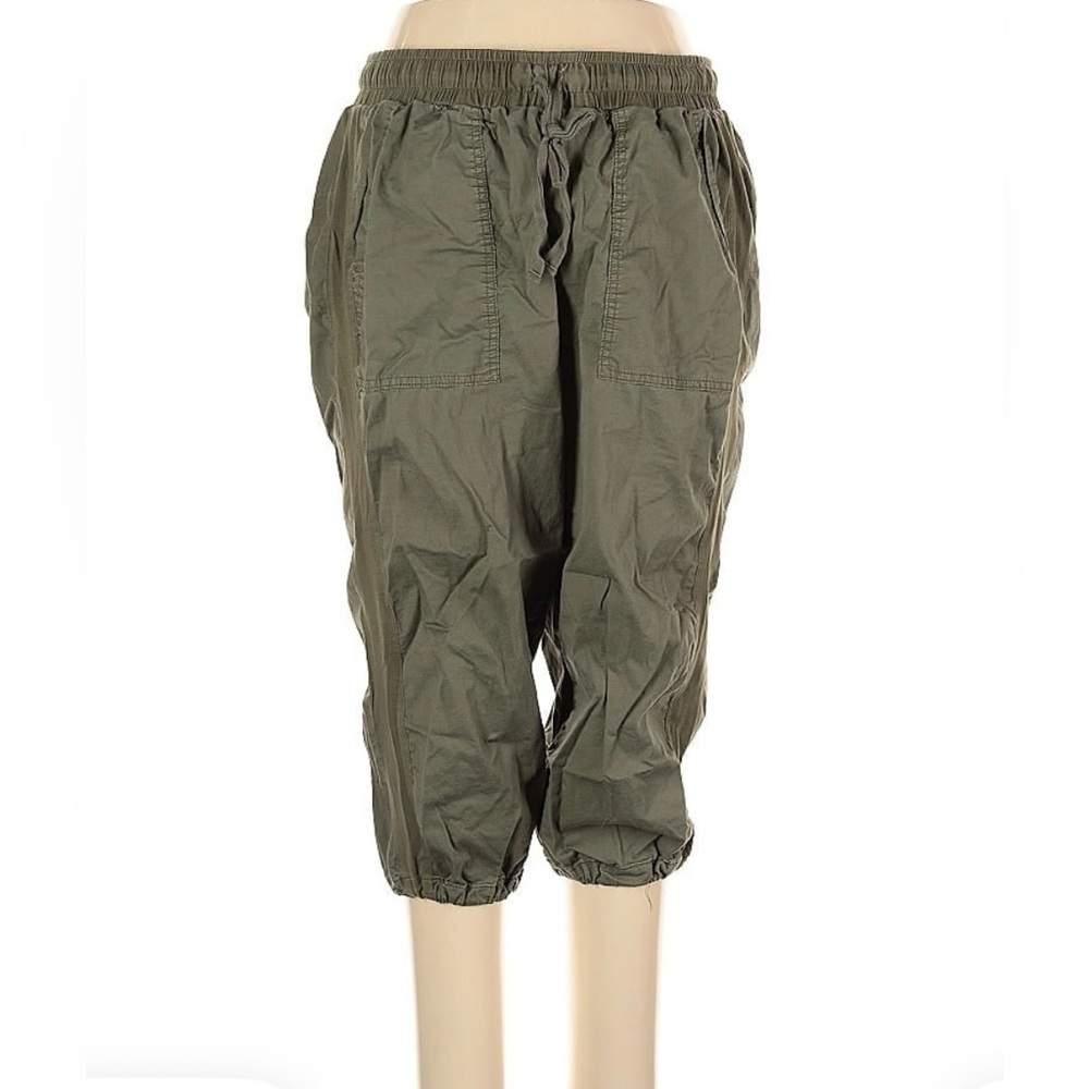 Lane Bryant Olive Cropped Cargo Jogger Pants, Size 18/20